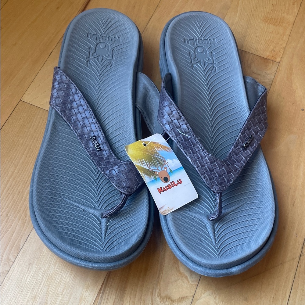 Gray Kuailu Flip Flops